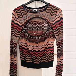 Missoni Red and Black Zigzag Long Sleeve Top